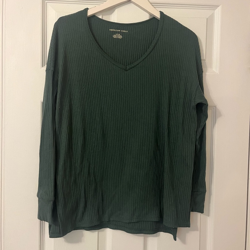 American Eagle oversized soft tee, size S, forest green